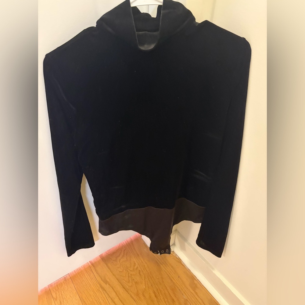Express Body Contour Black Velvet Bodysuit